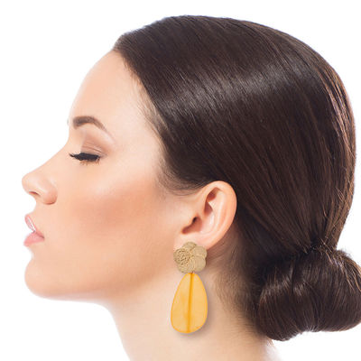Gold and Yellow Resin Earrings-thumnail