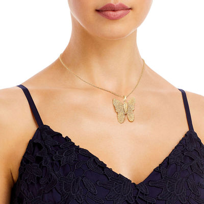 Gold Dipped Real Leaf Butterfly Necklace-thumnail