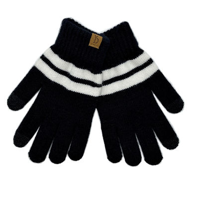 Black Stripe Knit Touch Gloves-thumnail