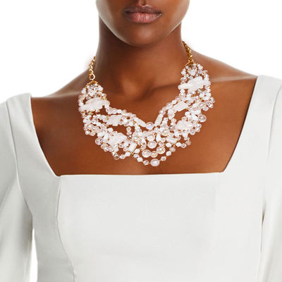 White and Clear Glass Bead Necklace Set