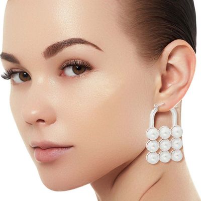 White Pearl Studded Lock Hoops-thumnail