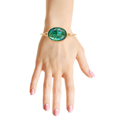 Blue Green Marbled Oval Bangle-thumnail