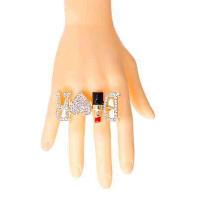 Gold D Designer 2 Finger Ring-thumnail