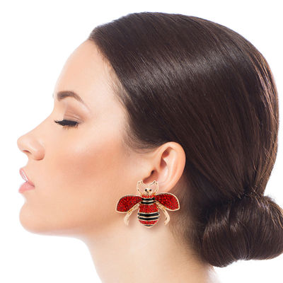 Designer Style Red Bee Studs-thumnail