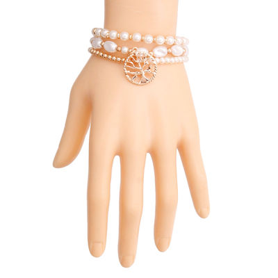 Cream Pearl Tree of Life Bracelets-thumnail