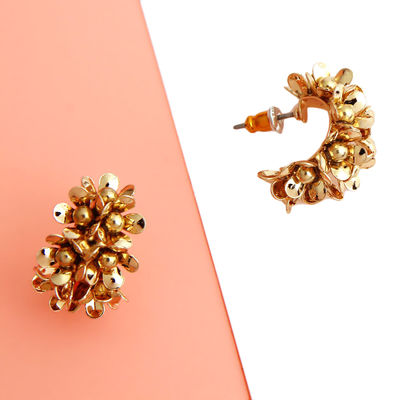 Gold Flower Hoop Earrings-thumnail