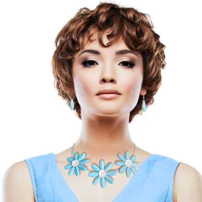 Turquoise Triple Flower Wire Collar-thumnail