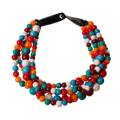 Cracked Multi Color Buffalo Horn Necklace-thumnail