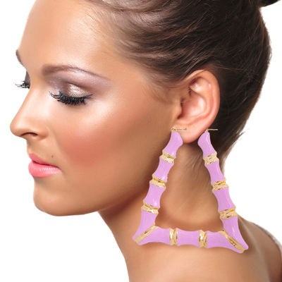 Pink Lavender Trapezoid Bamboo Hoops-thumnail