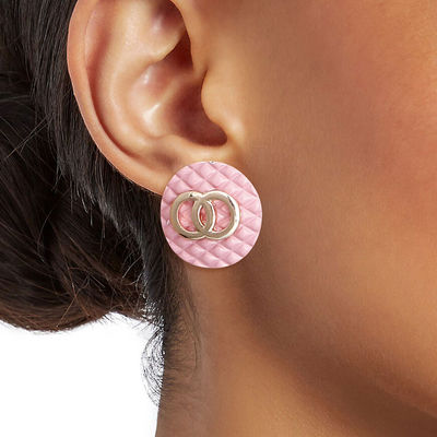 Pink Pastel Designer Style Quilted Studs-thumnail