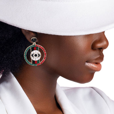 Designer Eye Striped Circle Earrings-thumnail