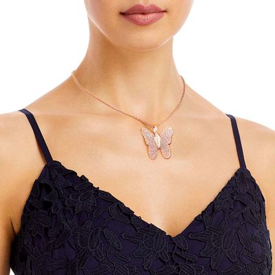 Rose Gold Dipped Real Leaf Butterfly Necklace-thumnail