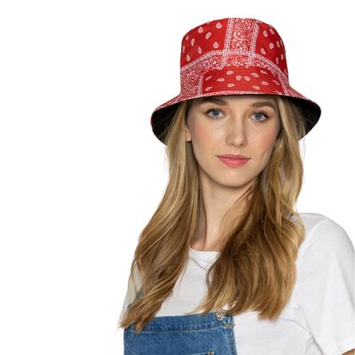 Red Bandana Reversible Bucket Hat-thumnail