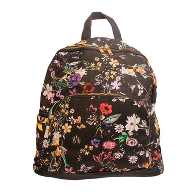 Black Leather Floral Backpack-thumnail