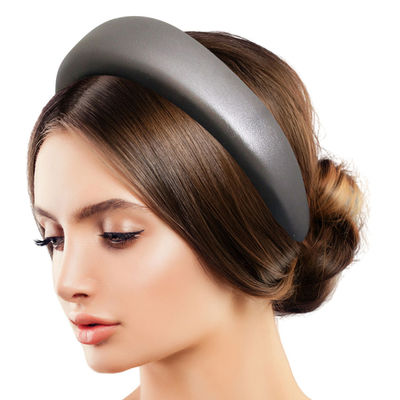 Silver Leather Puffy Headband-thumnail