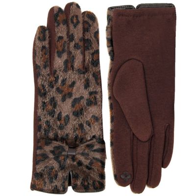 Brown Leopard Ribbon Smart Gloves-thumnail