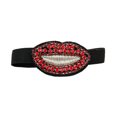 Pair of Red Rhinestone Lips Shoe Bands-thumnail