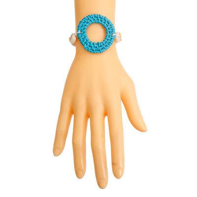 Turquoise Woven Shell Bracelet-thumnail