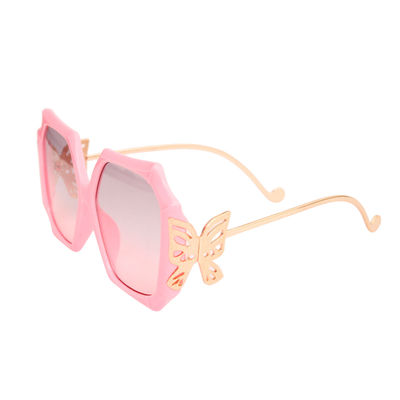 Pink Retro Square Butterfly Sunglasses