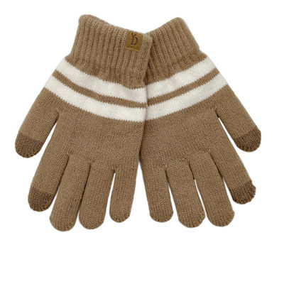Camel Stripe Knit Touch Gloves-thumnail