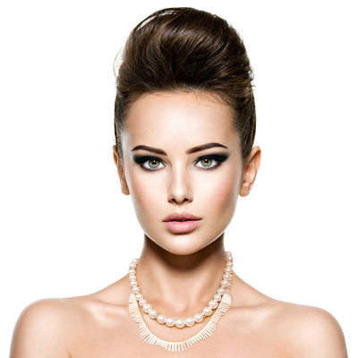 Fanned Gold and Pearl Necklace Set-thumnail