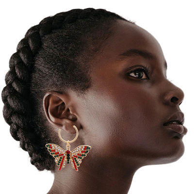 Red and Green Flutter Butterfly Hoops-thumnail