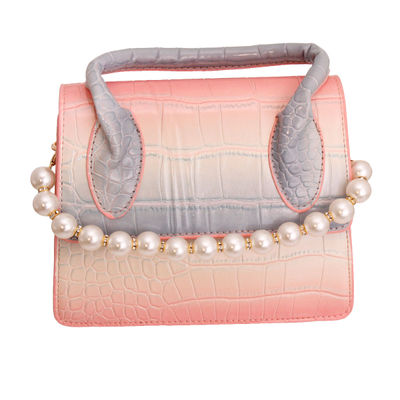 Pink Croc Flap Satchel Handbag-thumnail