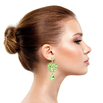 Lime Crystal Burst Earrings-thumnail