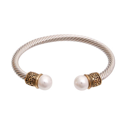 White Pearl Cable Classic Bangle