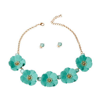 Mint Flower Necklace Set-thumnail