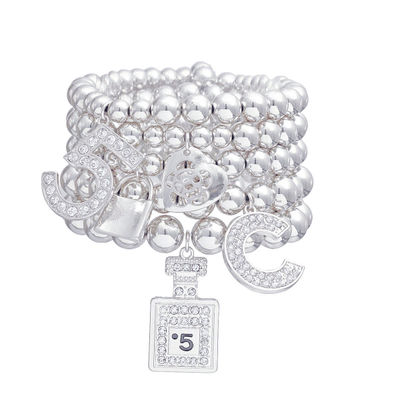 Shiny Silver No. 5 Boutique Charm Bracelets
