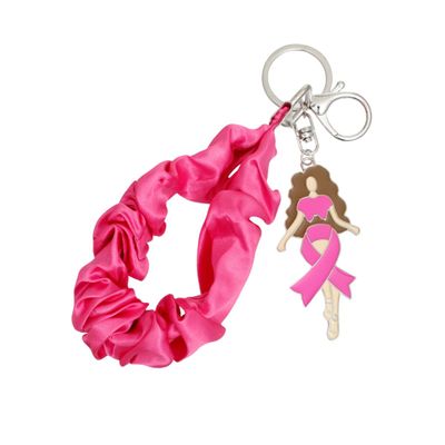 Silver Pink Wristlet Woman Keychain