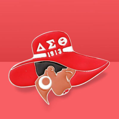 Red White Greek Letter Hat DST Pin|2 x 2.75 inches