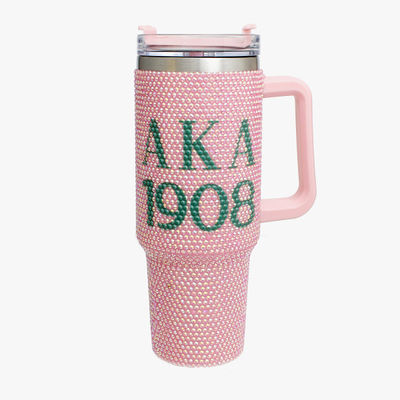 AKA Sorority Pink Bling 40.5 oz Tumbler Cup