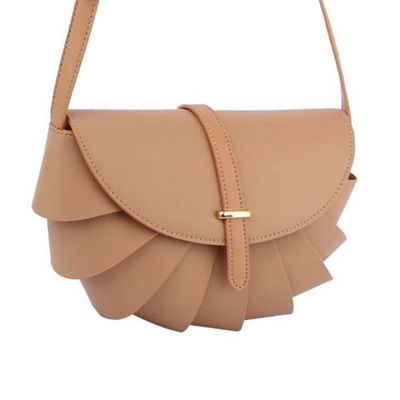 Light Brown Pleated Semicircle Crossbody-thumnail