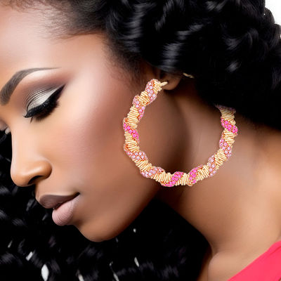 Hoops Fuchsia Stone Helix Earrings for Women