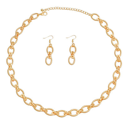 Twisted Oval Gold Metal Chain Set-thumnail