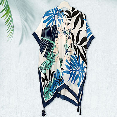 Navy Palm Tree Tropical Kimono-thumnail