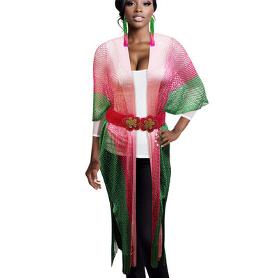 Kimono Lurex Stripe Pink and Green for Women