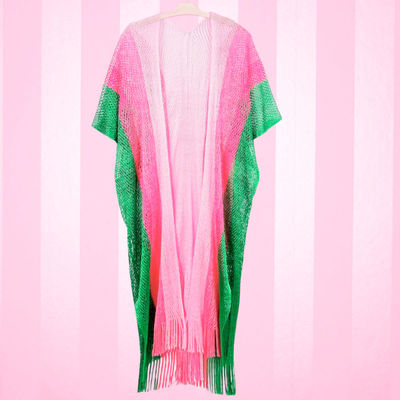 AKA Kimono Lurex Stripe Pink and Green