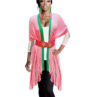 Ruana Kimono Pink and Green Crochet for Women