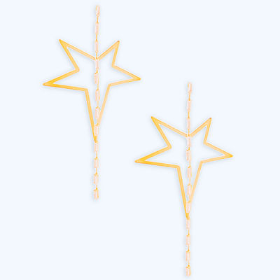 Gold Star Crystal Baguette Earrings-thumnail