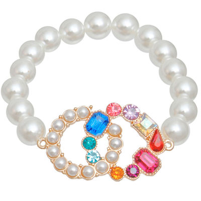 Multi Crystal Infinity Pearl Bracelet-thumnail