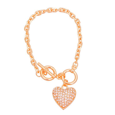 Gold Chain 3D Heart Bracelet-thumnail