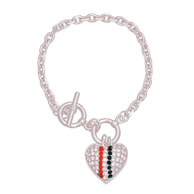 Silver Chain 3D Designer Heart Bracelet-thumnail