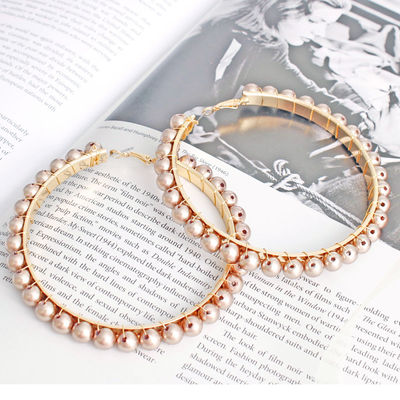 Gold Pearl Wrapped Hoops