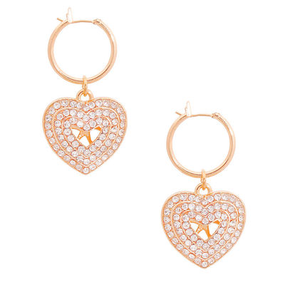 Gold Concentric Heart Hoops
