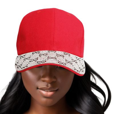 Hat Red Monogram Bling Baseball Cap for Women