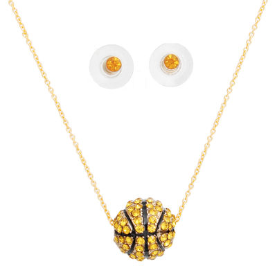 Pave Rhinestone Basketball Necklace Set
