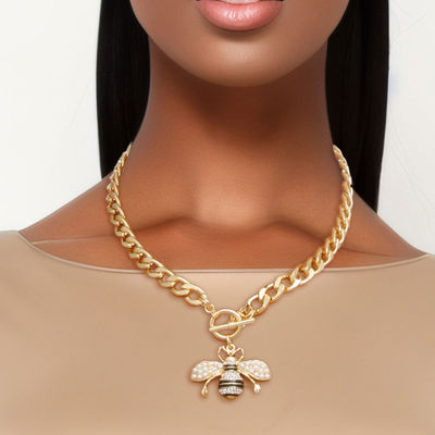 Cream Pearl Bee Toggle Necklace